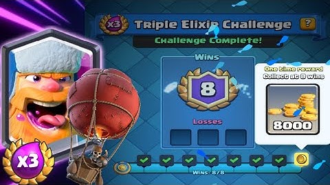 Triple Elixir Challenge Best Deck 8 Wins Live Gameplay - Clash Royale