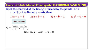 if the centroid  of the triangle formed by the points (a,1) (b,c^2) (-1,4) lies on y-axis then