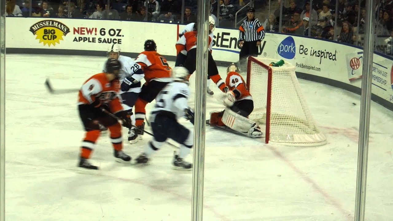 RIT Tigers ice hockey goalie Jordan Ruby crease movement against Penn