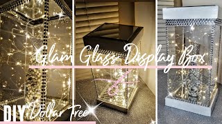 DIY Dollar Tree Glam Glass Display Case w/ Mirrors &amp; Lights | Light Box | Room Decor | Wedding Ideas