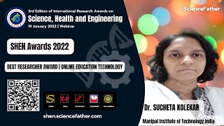 Dr Sucheta Kolekar, Best Researcher Award, Manipal Institute of Technology, India