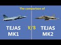 The comparison of Tejas MK1 and Mk2 fighter aircraft built by HAL #India #fighterjet