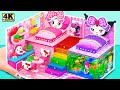 Build pink house with underground aquarium for kuromi my melody from clay  diy miniature house