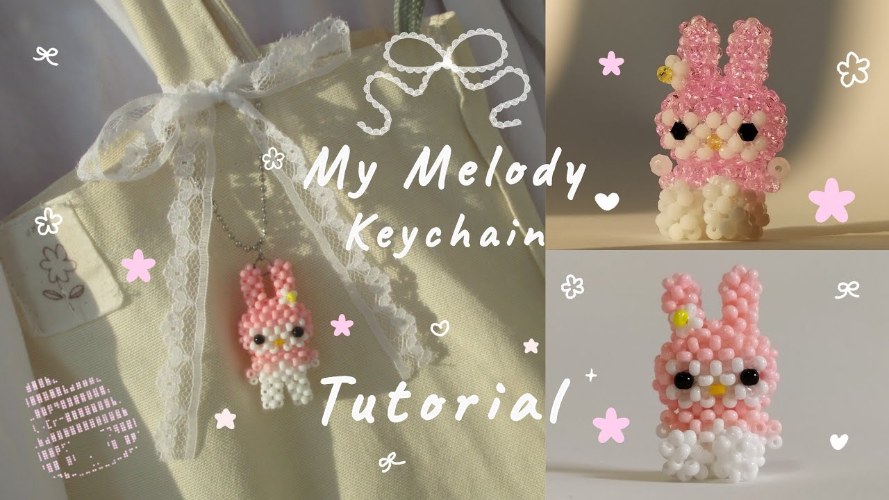 How to Make My Melody Keychain | Beaded My Melody Tutorial