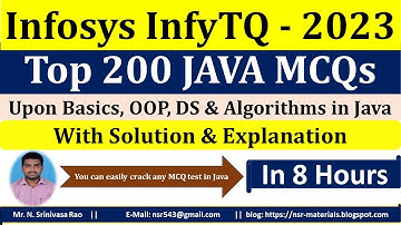 Top 200 Java MCQs with Solution and Explanation for InfyTQ 2023 | InfyTQ Java MCQs | Infosys MCQs