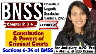 BNSS Lecture-2 | Sections 6 to 34 | Chapters 2, 3 4 BNSS | Constitution and power of Criminal Courts Profile