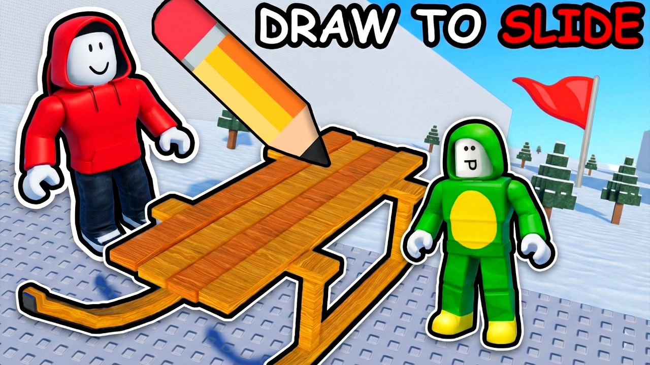 JJ and Mikey DREW a SLED and Slided DOWNHILL in Roblox - Maizen