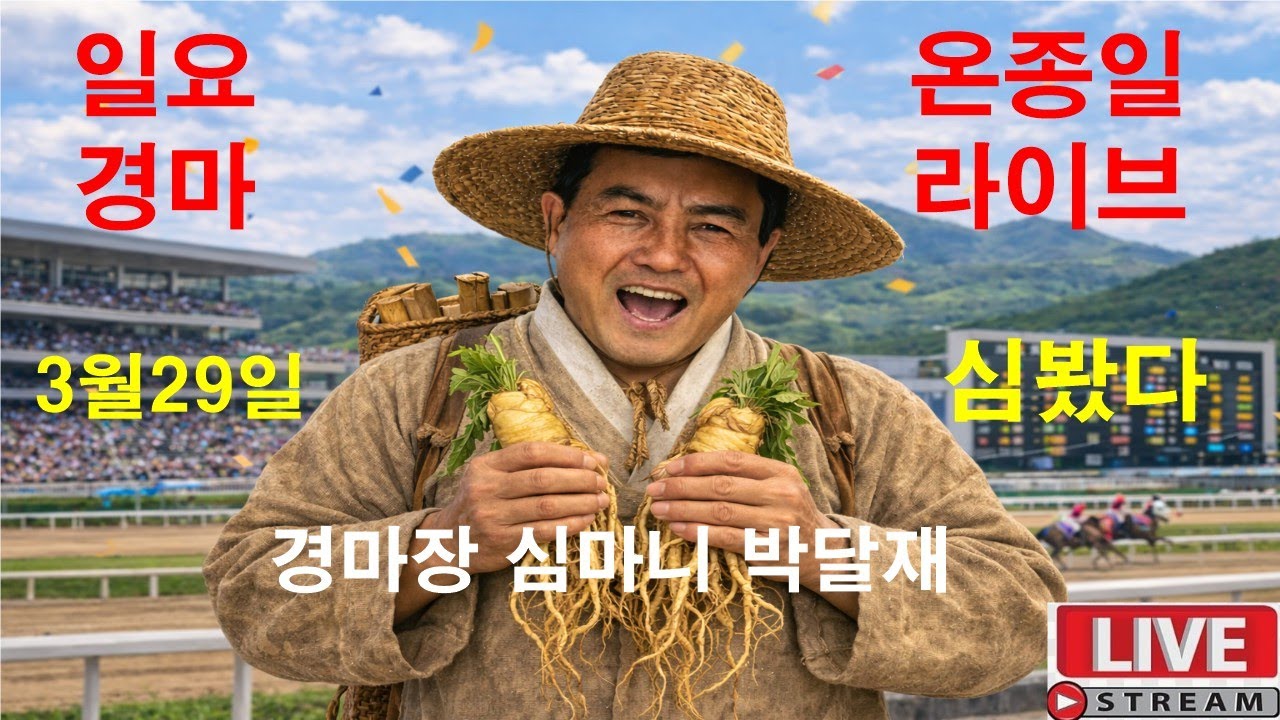 3월29일 일요경마 경마예상 추천마번 복병마  온종일 라이브 방송 경마장 심마니 박달재 서울경마 부경경마 제주경마 경주분석 추천마번 예상방송 박달재