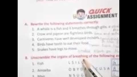 Class 5 science ch-2 quick assignment exercise-A, B, C,D