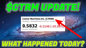 WHAT HAPPENED TO $CTRM TODAY? IS IT OVER FOR CASTOR MARITIME?