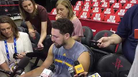 t w i t c h live: Klay snippet AM shootaround (probably inaudible: speak up Klay), GSW@HOU G4