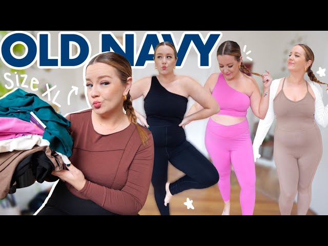 trying on NEW workout outfits from OLD NAVY! (size XL) 