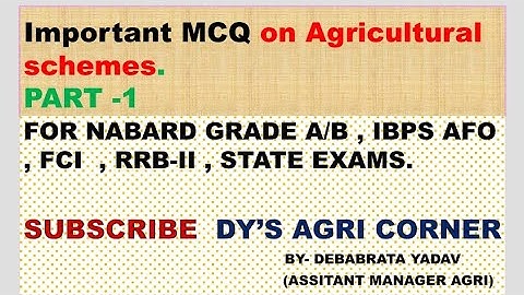 AGRICULTURE SCHEMES MCQ || NABARD || AFO || FCI || state agri exams 🌾🌾🌾.