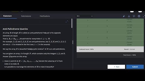 Anti-Palindrome Queries || solution 2 || cpp solution || Starters 152 || codechef solution