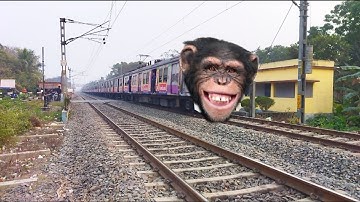 Dangerous Chimpanzee Headed Howrah-Katwa Conventional EMU Local Furious Moving Out At Railgate