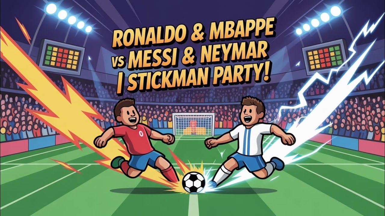 Playing Stickman Party || Soccer Game ⚽ || Ronaldo And Mbappe 🐐 Vs Messi And Neymar 🐐 || 