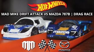 Hot Wheels | Mad Mike Drift Attack VS Mazda 787B | Drag Race