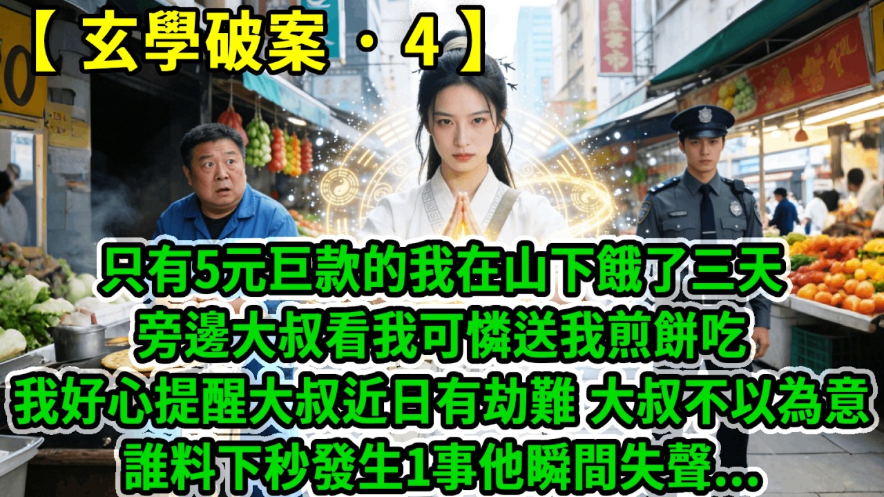 玄學破案4.攜5元巨款下山積累功德的我，到城裡才知道5元只能買兩瓶水，旁邊大叔看我可憐送我煎餅吃，我掐指一算提醒大叔小心東巷，大叔不以為意走東邊回家，誰料下秒發生1事他瞬間失聲！#風起雲湧 #爽文