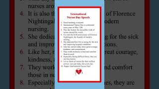 10 lines Speech on International Nurses Day 2025 in English #nursesday #nurses