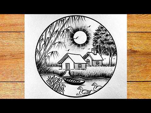 How to drawing beautiful pond 
