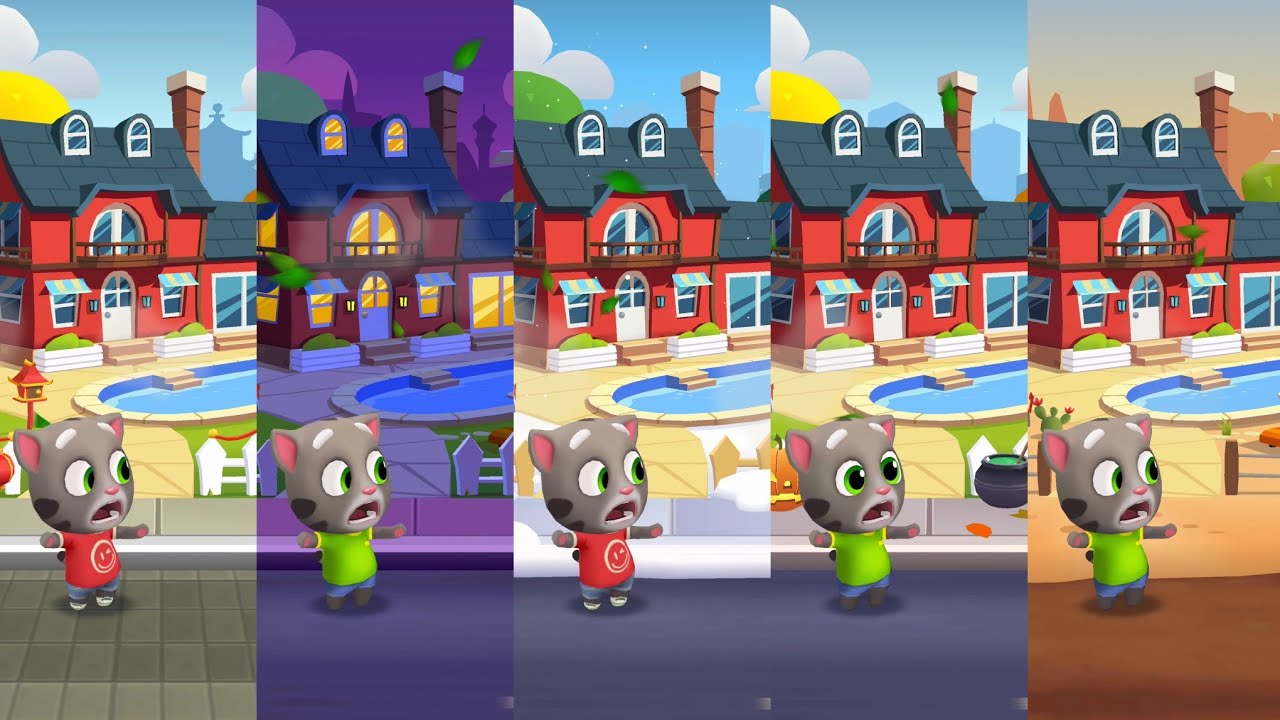 Talking Tom Gold Run China vs Gold Run Las Vegas vs Christmas vs Halloween vs Gold Run Wild West 