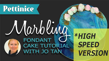 HIGH SPEED: How to make a marbe ocean floor fondant cake with sharp edges