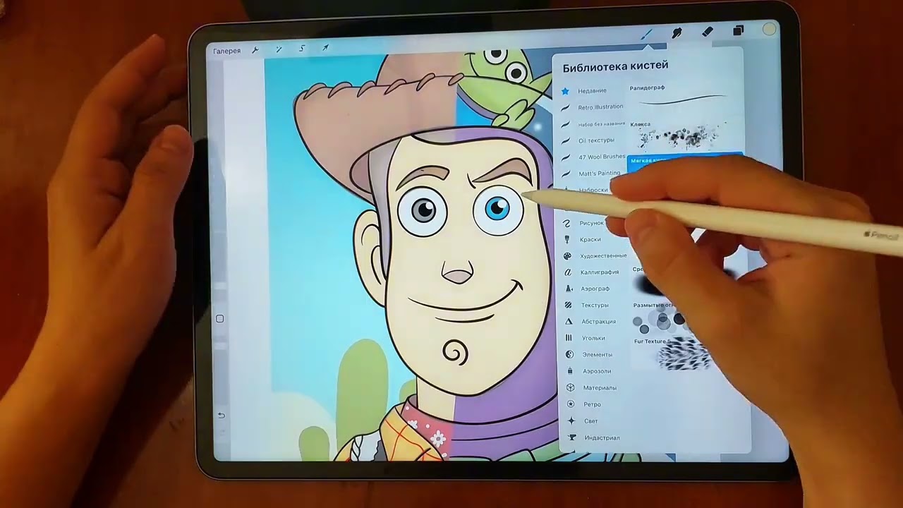 Drawing Toys Story - Buzz Lightyear and Woody on Ipad Pro 