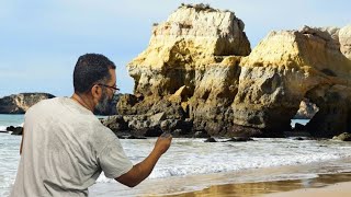 بطريقة احترافية تعلم رسم الصخور وامواج البحر في المناظر الطبيعيه ببساطة landscape painting screenshot 3
