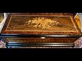 Antique Cylinder 12/60 Mandolin 13” Music Box w/60 Tooth Comb Playing 12 Tunes in a Gorgeous Case
