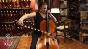 Lily Hubbard demonstrates a cello by Rene Jacquemin  -  Bach, Suite 5