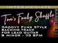 Toms funky shuffle  groovy funk style backing track for lead guitar in b minor