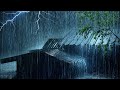 Rain on Tin Roof Sounds for Sleeping | Strong Rain &amp; Mighty Thunder on Stormy Night | Rain Ambience
