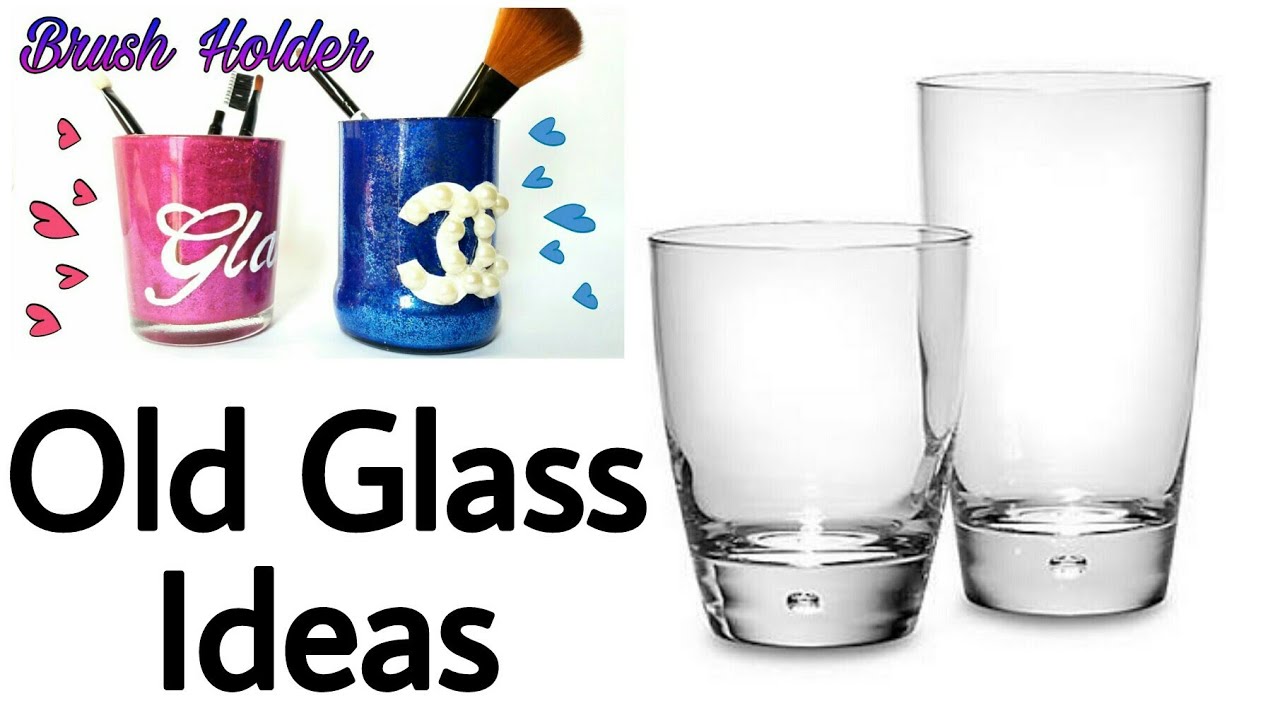 Old Glass Brush/ Pen Holder Glitter Holder Crafts Out of Waste