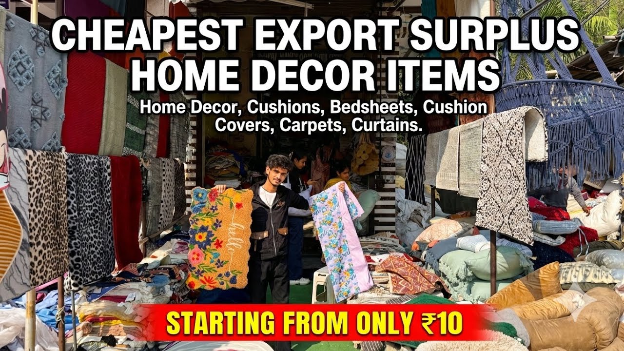 Cheapest Export Surplus Home Decor Starting ₹10 | Carpets Pillows Swings #carpets #walldecor #decor 