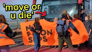 Bus Driver Rams Into Protestors (Satisfying)..