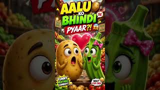 Aalu 🥔 Aur Bhindi 🥒 Ki Funny Love Story 😂 | AI Animated Cartoon | #Shorts #funnyscenes #funnycute