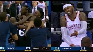 Andrew Wiggins hits buzzerbeating game winner after Carmelo Anthony 3 pointer!  SICK