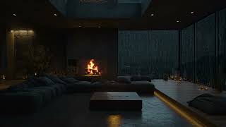 Quiet Rooftop Night with Cozy Fire | Soothing City Ambience and Warm Glow for Deep Sleep & Focus