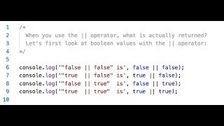 repl.it - JavaScript || operator