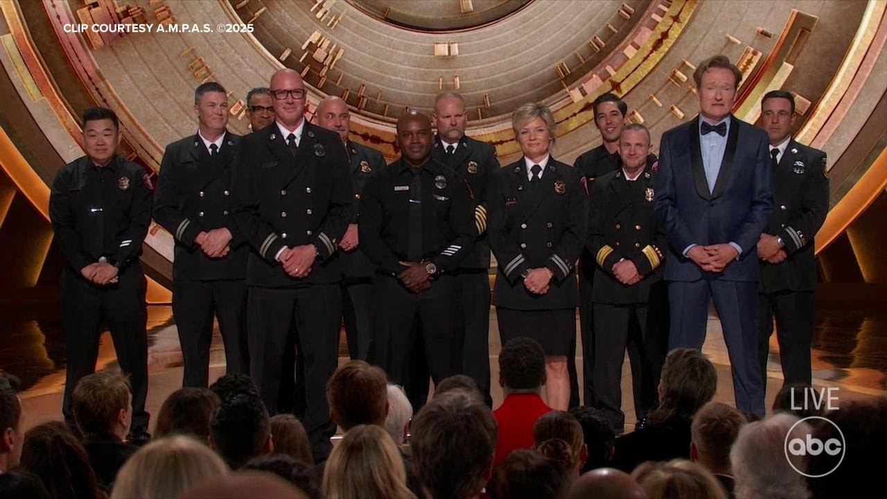Los Angeles firefighters receive standing ovation during Oscars