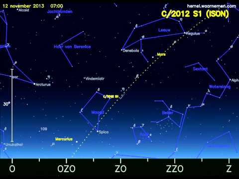 Komeet C/2012 S1 (ISON) aan de ochtendhemel in 2013/2014