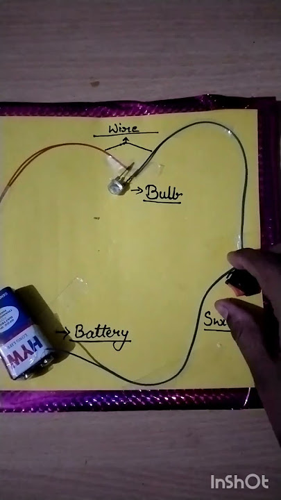 electric circuit made with bulb , wire, battery and switch. #school project #shorts
