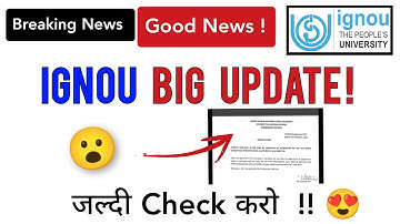 😮 IGNOU Assignment last date extended notification updated on IGNOU Website.