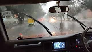 Driving in the rain in Chandigarh