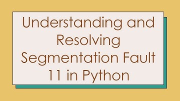 Understanding and Resolving Segmentation Fault 11 in Python