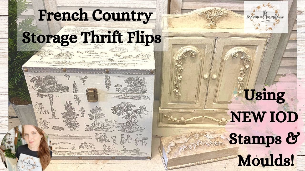 French Country Storage Thrift Flips using NEW IOD Summer Release Stamps & Moulds | Trash to Treasure