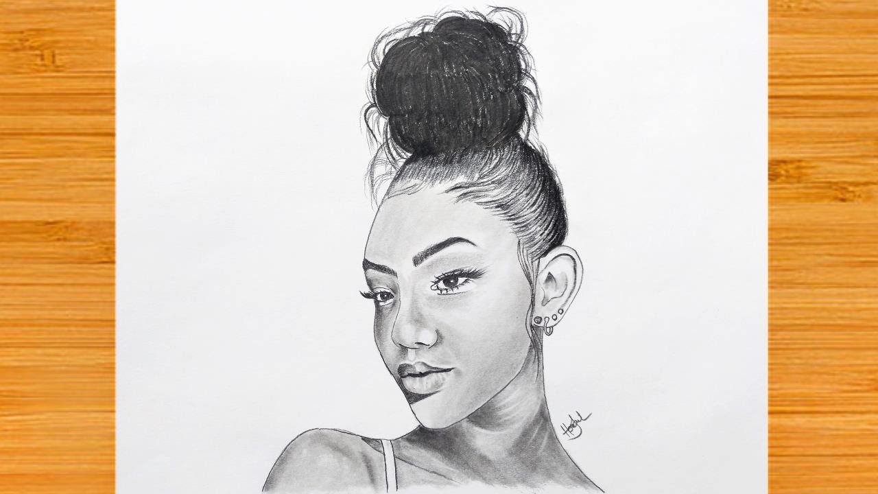 Drawing Black Girl With Beautiful Hair Style || African Girl ...