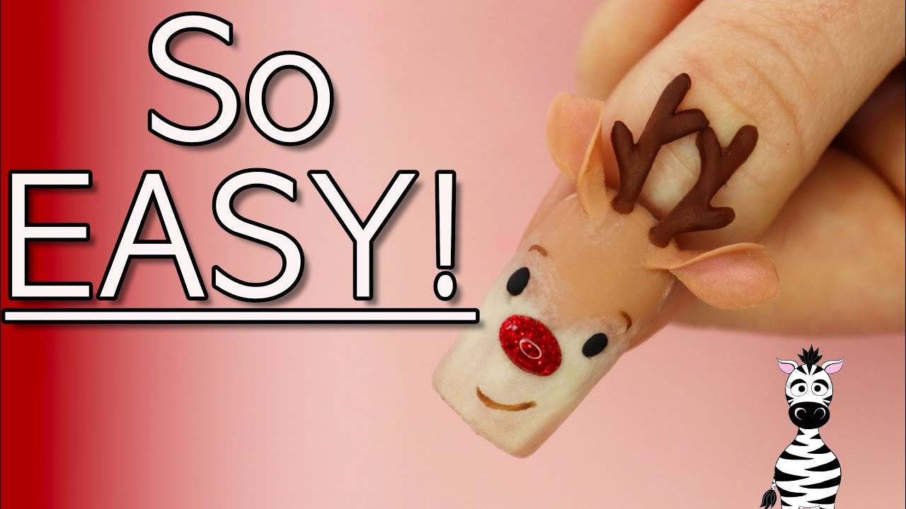 The CUTEST Reindeer Nail! Super EASY Acrylic Nail Art Tutorial YouTube