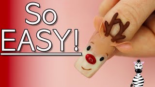 The CUTEST Reindeer Nail! Super EASY Acrylic Nail Art Tutorial