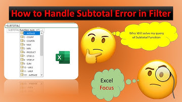 Handle Subtotal Problem || Subtotal Error solution ||  Error in Filter number series ||